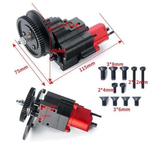 BritBolt 2 Speed ​​Metal -Getriebegetriebe Übertragungsfall -Upgrade Teil kompatibel mit 1 10 -Skala -RC -Crawler -Autos von BritBolt