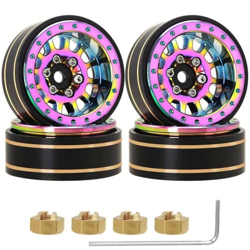 BritBolt 26G Bunte Aluminium -Messing 1,1 -Zoll -Perldlock -Rad -Felgen, die mit 1 24 1 18 RC -Crawler -Autos wie SCX24 AX24 FMS und ähnlichen Modellen kompatibel sind von BritBolt