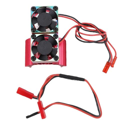 BritBolt 36 -mm -RC -Auto -Motor -Kühlkörper mit Dual -Kühllüfterlüfter kompatibel mit 380 540 550 3650 3660 3674 Motoren 7V DC Drehgeschwindigkeit Ersatzteil(Red) von BritBolt