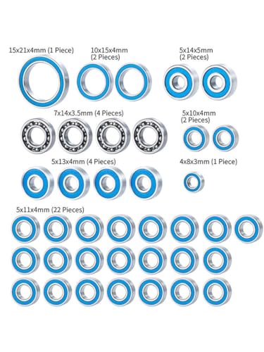 BritBolt 38pcs metrischer Kugellager -Set Blue Gummi versiegelt mit 1 10 -Skala -RC -Crawler -Autoteile III AXI03007 Zubehör kompatibel von BritBolt