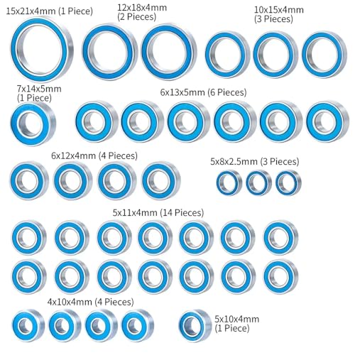 BritBolt 39pcs versiegelte Lagerlager Blaue Kugellager mit 1 10 -Skala -RC -Crawler -Autos kompatibel von BritBolt