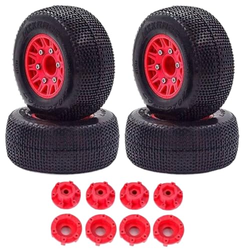 BritBolt 4PCS 110 mm 1/8 1/10 Kurzerlaufreifen mit 12 mm 14 mm 17 mm Rad Sechskant, kompatibel mit SCTX10 I und ähnlichem RC -Kurzstreckenwagen mit 1/10 Skala -Skala(Red) von BritBolt