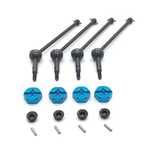 BritBolt 4PCS -Metallantriebswelle und 12 -mm -Rad -Hex -Adapter -Upgrade -Teile kompatibel mit RC -Automodellen 144001 144002 144010 124007 124016 124019 124018(Blue Black) von BritBolt