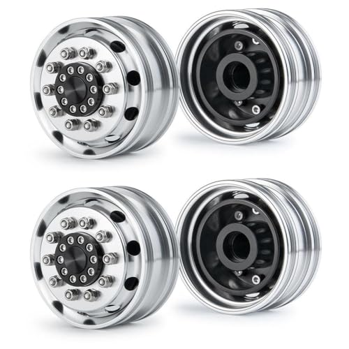 BritBolt 4pcs 1/14 Skala RC -Autoanhängungsreifen vordere Hinterrad -Set mit Gummireifen und Schaumstoffeinsätzen, die mit verschiedenen Marken kompatibel sind(Front Wheel Rim) von BritBolt