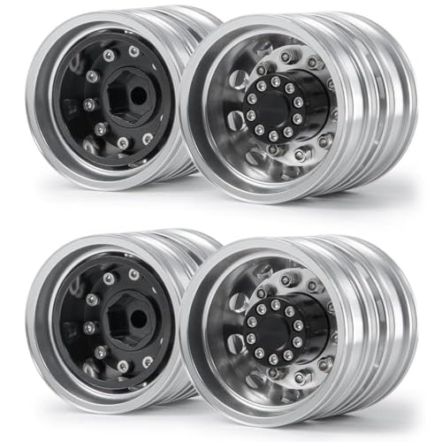 BritBolt 4pcs 1/14 Skala RC -Autoanhängungsreifen vordere Hinterrad -Set mit Gummireifen und Schaumstoffeinsätzen, die mit verschiedenen Marken kompatibel sind(Rear Wheel Rim) von BritBolt