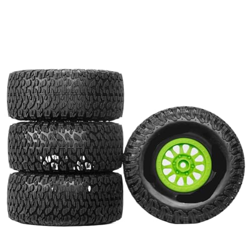 BritBolt 4pcs 135x59mm Off -Straßenreifen und Räder setzen mit 1/7 -Skala -RC -Kurzzeitmodellen für UD -Stile kompatibel(Type A Green) von BritBolt