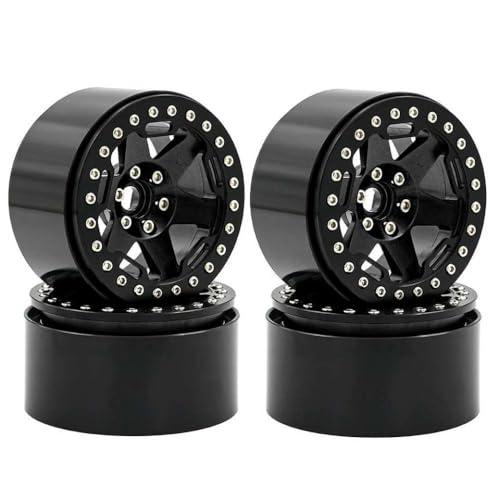 BritBolt 4pcs 2,2 -Zoll -Metallrad -Hub -Hub -Reifen kompatibel mit 1/8 1/10 Skala Crawler RC Car Upgrade Teile Traktion Zubehör Modell YK4082(Black) von BritBolt