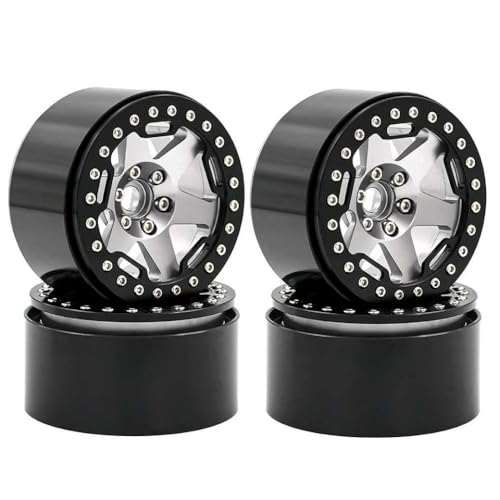 BritBolt 4pcs 2,2 -Zoll -Metallrad -Hub -Hub -Reifen kompatibel mit 1/8 1/10 Skala Crawler RC Car Upgrade Teile Traktion Zubehör Modell YK4082(Silver) von BritBolt