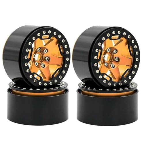 BritBolt 4pcs 2,2 -Zoll -Metallrad -Hub -Hub -Reifen kompatibel mit 1/8 1/10 Skala Crawler RC Car Upgrade Teile Traktion Zubehör Modell YK4082(Yellow) von BritBolt
