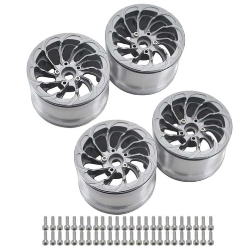 BritBolt 4pcs 2,2 -Zoll -Metallrad -Hub -Hub -Reifen mit 1/8 1/10 Skala Traktion YK4082 Crawler RC Car Upgrade -Teile(Dark Grey 4pcs) von BritBolt