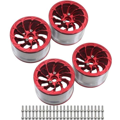 BritBolt 4pcs 2,2 -Zoll -Metallrad -Hub -Hub -Reifen mit 1/8 1/10 Skala Traktion YK4082 Crawler RC Car Upgrade -Teile(Red 4pcs) von BritBolt