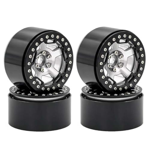 BritBolt 4pcs 2,2 -Zoll -Metallrad -Hub -Reifen mit 1/8 1/10 Skala Crawler RC Cars Fits TRX6 RR10 Wraith -Modelle Nachrüstteile für Upgrade -Teile kompatibel(Silver) von BritBolt