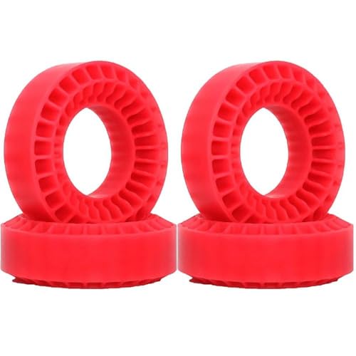 BritBolt 4pcs 55 mm 1,0 Zoll Gummi -Radreifen mit Einsatzschaum kompatibel mit 1/18 1/24 RC -Crawler -Autos und Modelle wie SCX24 AX24 FCX24M für Upgrade -Teile(Red) von BritBolt