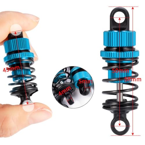 BritBolt 4pcs Aluminium Öldämpfer Stoßdämpfer Set 50 mm 52 mm kompatibel mit 1 10 Skala M03 M04 M05 M06 RC Model Cars Ersatzteile Upgrade -Teile(50mm-Blue) von BritBolt
