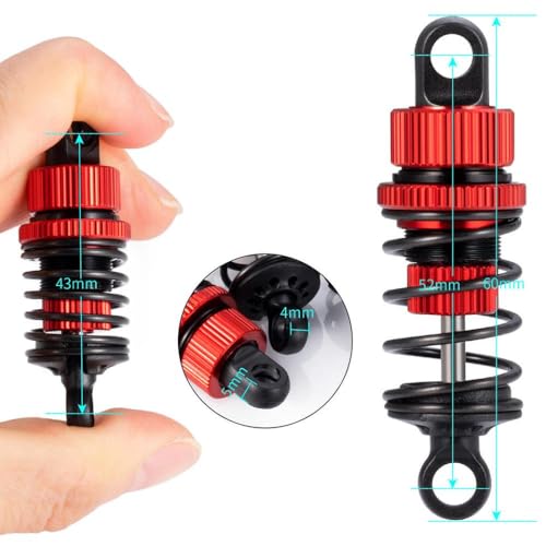 BritBolt 4pcs Aluminium Öldämpfer Stoßdämpfer Set 50 mm 52 mm kompatibel mit 1 10 Skala M03 M04 M05 M06 RC Model Cars Ersatzteile Upgrade -Teile(52mm-Red) von BritBolt