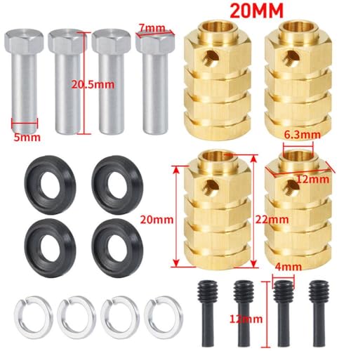 BritBolt 4pcs Messing 12mm Rad Sechskantantriebsadapter erweitert 5 6 7 8 9 10 11 12 15 20 mm für 1 10 Skala RC Crawler Car Teile kompatibel mit verschiedenen Modellen(20mm) von BritBolt