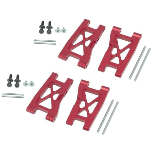 BritBolt 4pcs Metallaufhängung Arm Set vorne und hinterher kompatibel mit 1 18 -Skala -RC -Autokuste -Teilen für Latrax Teton -Modell(Red) von BritBolt