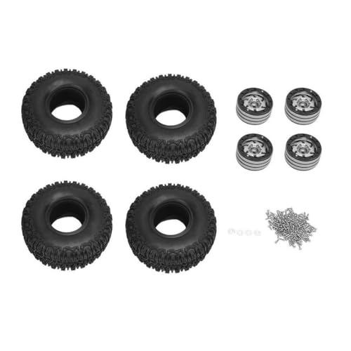 BritBolt 4pcs RC -Track -Rad -Reifen -Set 120 x 46 mm Plastik -Hub -Radkit mit Aluminium, die mit RC -Autos kompatibel sind(Argent) von BritBolt