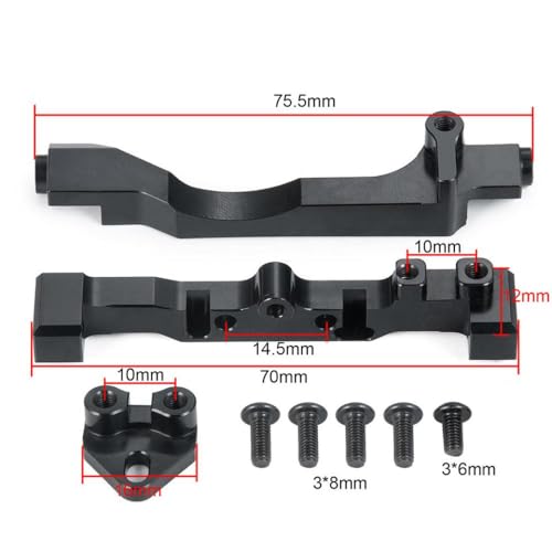 BritBolt Aluminium -Servohalterungen kompatibel mit 1 10 -Skala RC Cars III Basislager AXI03027 Teile und Zubehör(Black) von BritBolt