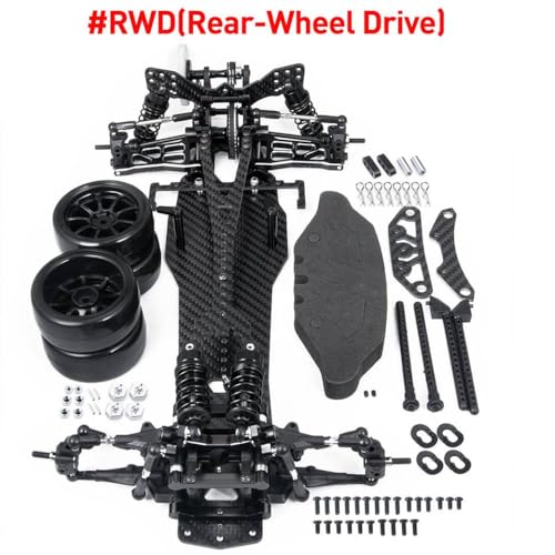BritBolt D5S Carbon Faser -Rahmen -Chassis -Kit für 1 10 -Skala -RWD -Driftauto mit Einstellbarer Höhe oberer Deck und Riemenantriebssystem, das mit ähnlichen Modellen kompatibel ist(for RWD-Black) von BritBolt