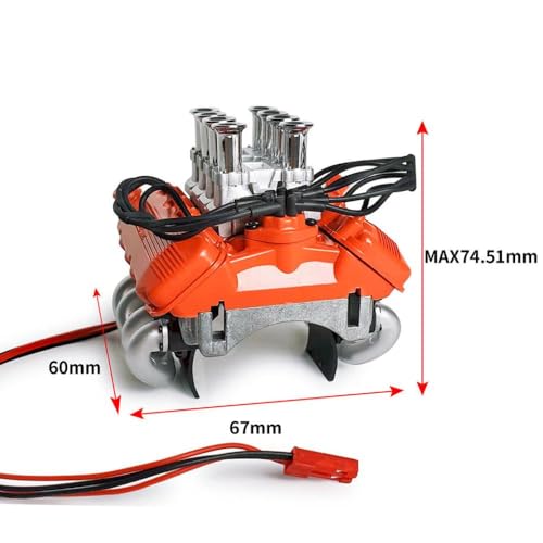 BritBolt FST V8 RC Car Engine Kühlkit mit Haubenlüfter Kühler Kühlkörperabdeckung kompatibel mit 1 10 -Skala -RC -Crawler -Fahrzeugteilen(Red) von BritBolt