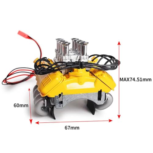 BritBolt FST V8 RC Car Engine Kühlkit mit Haubenlüfter Kühler Kühlkörperabdeckung kompatibel mit 1 10 -Skala -RC -Crawler -Fahrzeugteilen(Yellow) von BritBolt