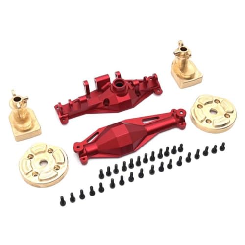 BritBolt H12Y H12Y+ 1/12 RC Crawler Car Upgrade Teile Metall Vordere Hinterachse Messing Gewicht Zubehör kompatibel mit 1/12 Skala RC Crawler -Fahrzeugen(Rear Red) von BritBolt
