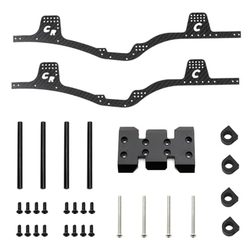 BritBolt Kohlefaser -Chassis -Rahmen Rail Skid Plate Bode Post STACTIBLE mit 1 10 -Skala RC Crawler Car Models I II III Ersatzteile(Black) von BritBolt
