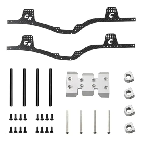 BritBolt Kohlefaser -Chassis -Rahmen Rail Skid Plate Bode Post STACTIBLE mit 1 10 -Skala RC Crawler Car Models I II III Ersatzteile(Silver) von BritBolt
