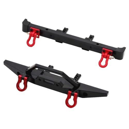 BritBolt MN128 MN 128 Metall Stoßfänger Set mit Schlepptauhaken kompatibel mit RC Crawler Cars Upgrade -Teile vordere und hintere Stoßstangenzubehör Upgrade(Front Rear Black) von BritBolt
