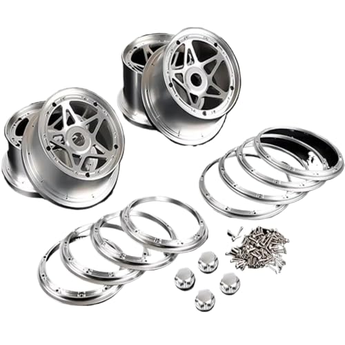 BritBolt Metal Wheel Wheel Hub vorne oder hinterher kompatibel mit 1/5 -Skalierungsmodellen für 170x60 und 170 x 80 Reifen Arbeiten mit Rovan Rofun Kingmotor 5B SS(Front Rear Silve 4pc) von BritBolt
