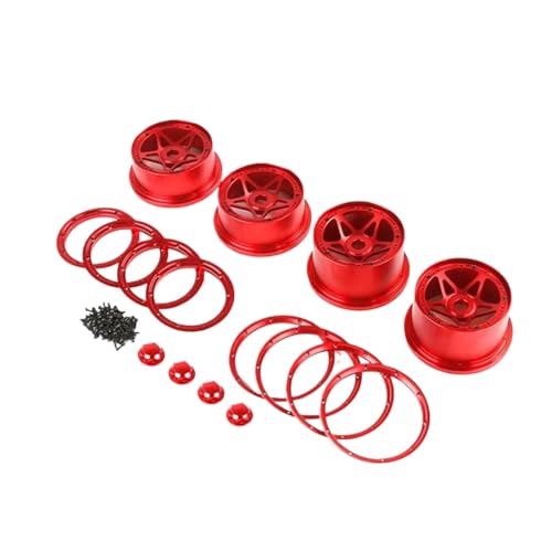 BritBolt Metal Wheel Wheel Hub vorne oder hinterher kompatibel mit 1/5 -Skalierungsmodellen für 170x60 und 170 x 80 Reifen Arbeiten mit Rovan Rofun Kingmotor 5B SS(Front Rear red 4pc) von BritBolt