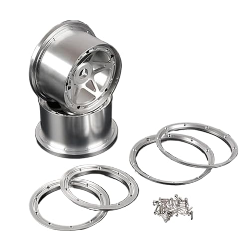 BritBolt Metal Wheel Wheel Hub vorne oder hinterher kompatibel mit 1/5 -Skalierungsmodellen für 170x60 und 170 x 80 Reifen Arbeiten mit Rovan Rofun Kingmotor 5B SS(Rear Silver 2pc) von BritBolt