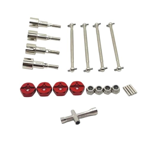BritBolt Metallradachse -Becher -Hunde -Knochen -Upgrade für 1/16 Skala RC -Autos kompatibel mit Q117 W130 W141 Modelle gebürstete Version Ersatzteile(Red) von BritBolt