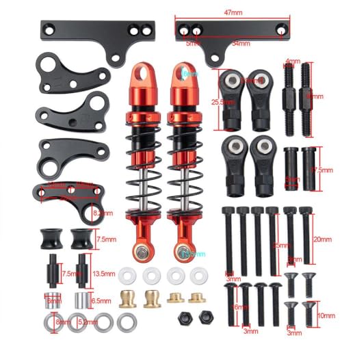 BritBolt RC -Auto -Suspensions -Stoßdämpfer Cantilever kompatibel mit 1 10 -Skala -Modellen für 90047 und 90046 Cherokee -Upgrade -Teile für 90047 und 90046 Teile für Cherokee von BritBolt