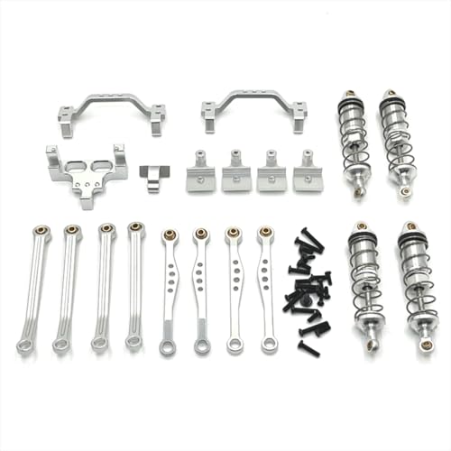 BritBolt RC-Auto-Suspensionsteile eingestellt, einschließlich Stabhängelrahmen-Servo-Stabsitz und Stoßdämpfer-Kit, kompatibel mit C64 C74-1 JA11-Modellen(Silver) von BritBolt