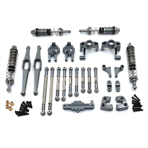 BritBolt RC -Autoteile Lenkt Cup mit Metall -Upgrade -Stoßdämpfer -Zugstange kompatibel mit 1 12 12429 Fernbedienungsfahrzeugzubehör(Dark Grey) von BritBolt