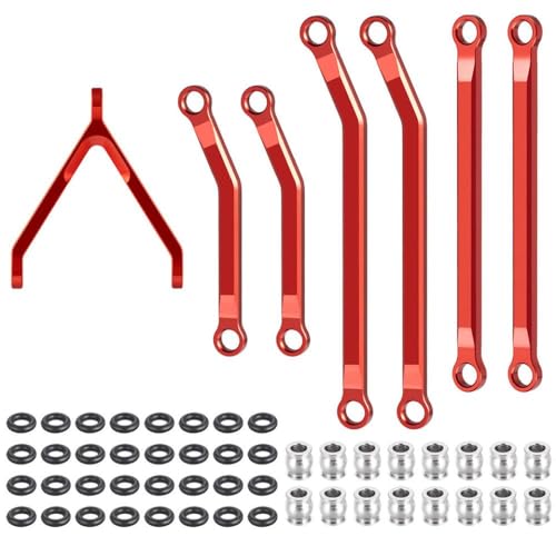 BritBolt SCX24 GX470 Aluminium -Chassis -Verknüpfungssatz mit klaren Links 1/24 Skalierungs -Upgrade -Teile, die mit RC -Crawler -Modellen kompatibel sind(Red) von BritBolt