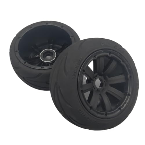 Super Grip Road Wheel Slick Tire Set für 1 5 -Skala -RC -Autos kompatibel mit Madmax I Rofun Rovan KM 5B Models Rennen Slick -Reifen vorne oder hintere Paar Spielzeugfahrzeugteile(Rear Black 2pcs) von BritBolt