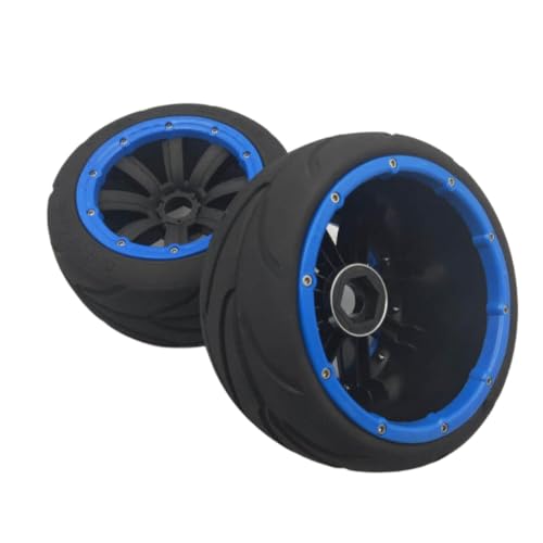 Super Grip Road Wheel Slick Tire Set für 1 5 -Skala -RC -Autos kompatibel mit Madmax I Rofun Rovan KM 5B Models Rennen Slick -Reifen vorne oder hintere Paar Spielzeugfahrzeugteile(Rear Blue 2pcs) von BritBolt