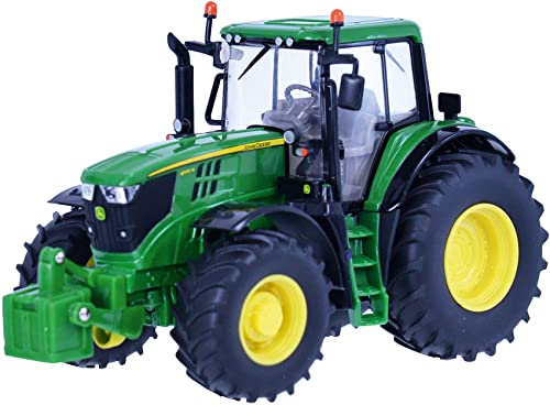 John Deere 6195M Traktor, Schiebe Spielzeug aus hochwertigem Kunststoff, interaktives Push Toys Spielzeug für Kleinkinder ab 3 Jahren und Fans von originalgetreuen Nachbildungen von Britains