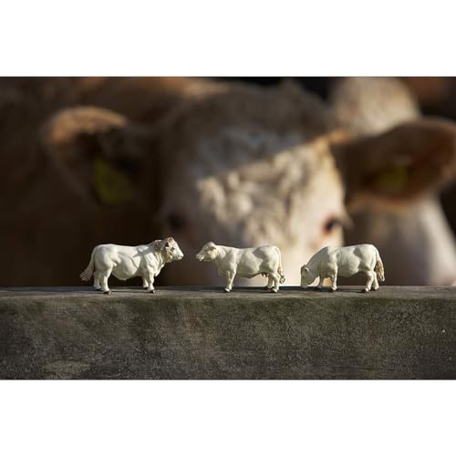 Britains Tierfiguren Charolais Kühe - Traktor Spielbauernhof Figuren - zum Spielen und Sammeln ab 3 Jahren - Sammlermodell - 3 Stück von Britains