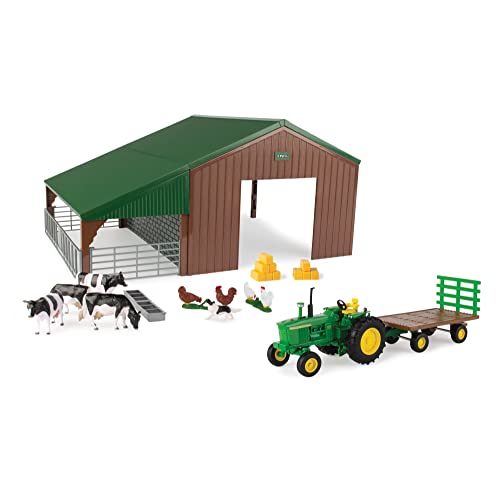 JOHN DEERE Bauernhof-Bauset Traktor, Bauernhof-Spielzeug für Kinder Traktor-Spielzeug zum Sammeln, Traktor-Spielzeug kompatibel mit Bauernhoftieren von Britains