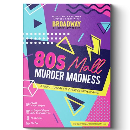 80s Mall Murder Madness | Ein totally tubuläres Mord-Mord-Mystery-Spiel der 1980er Jahre, flexibel für 4–20+ Spieler, physisches Spielset von Broadway Murder Mysteries