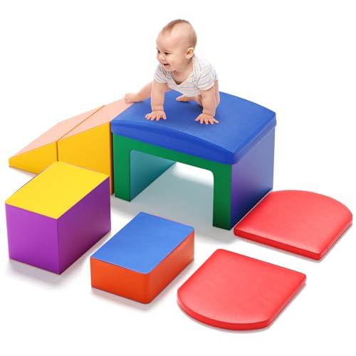 Brolteja Baby-Schaumstoffbausteine, Kletterspielzeug für Kleinkinder zum Trainieren der Babymotorik, Softplay für Kleinkinder ab 1 Jahr (bunt-6-L) von Brolteja