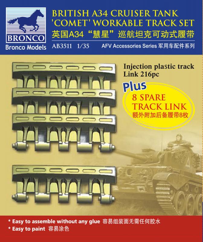A34 Comet Workable Truck Link Set von Bronco Models