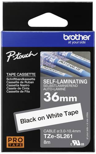 Brother Schriftband selbstlaminierend TZe TZESL261 Bandfarbe: Weiß Schriftfarbe:Schwarz 36mm 8m von Brother