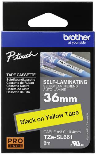 Brother Schriftband selbstlaminierend TZe TZESL661 Bandfarbe: Gelb Schriftfarbe:Schwarz 36mm 8m von Brother