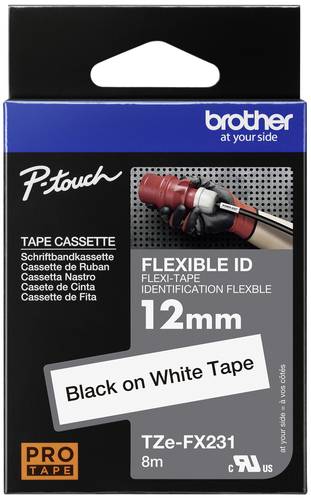 Brother Schriftband Flexibel TZe-FX TZe-FX231 Bandfarbe: Weiß Schriftfarbe:Schwarz 12mm 8m von Brother
