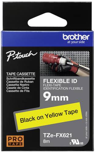 Brother Schriftband Flexibel TZe-FX TZe-FX621 Bandfarbe: Gelb Schriftfarbe:Schwarz 9mm 8m von Brother